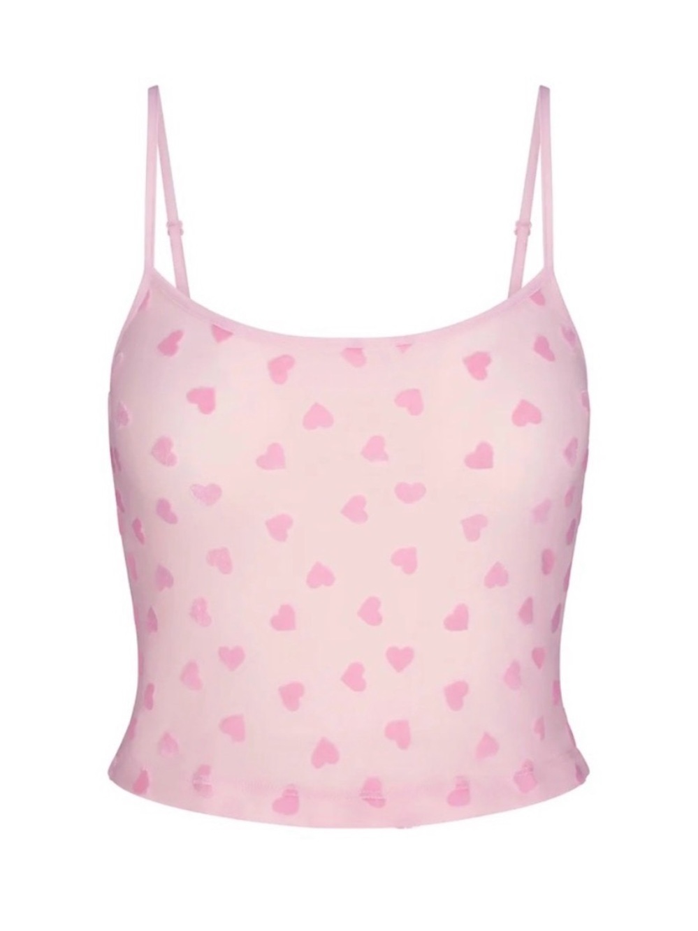 Skims Sheer Velvet Pink heart crop top Valentine’s Day
